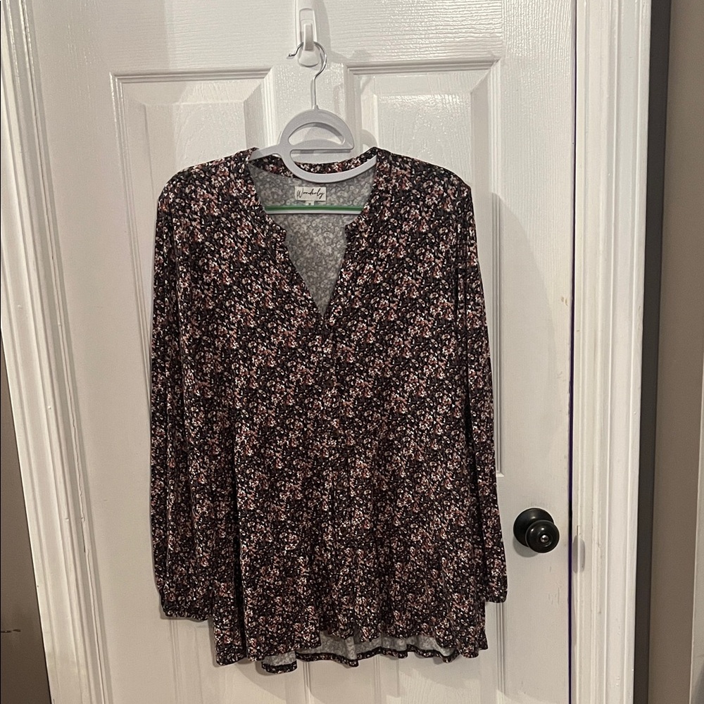Wonderly Black and Pink Floral Blouse